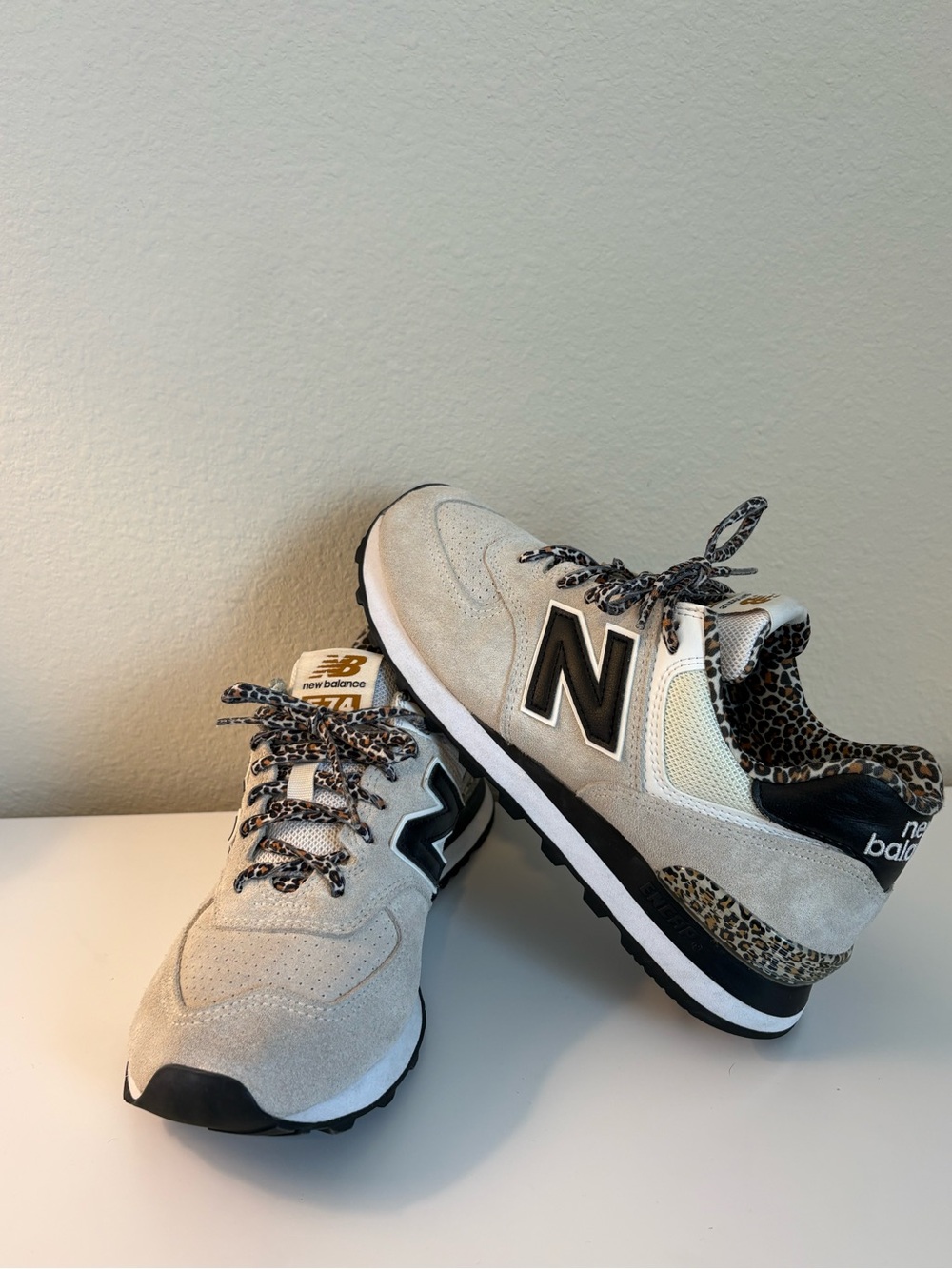 New Balance 574 White Leopard
